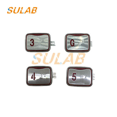 Sigma MTD265 Botão retangular para elevador LG/XIZI OTIS com legenda em Braille e plug-in de 3 pinos